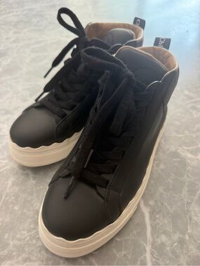 Chloe Black High-Top Women’s Sneakers with Cream Sole - size 7